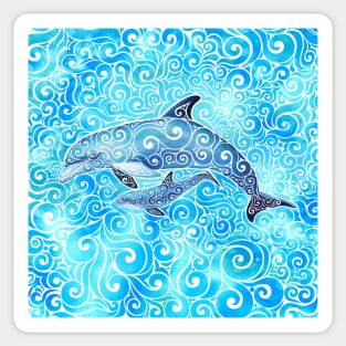 Swirly Dolphin Family Sticker